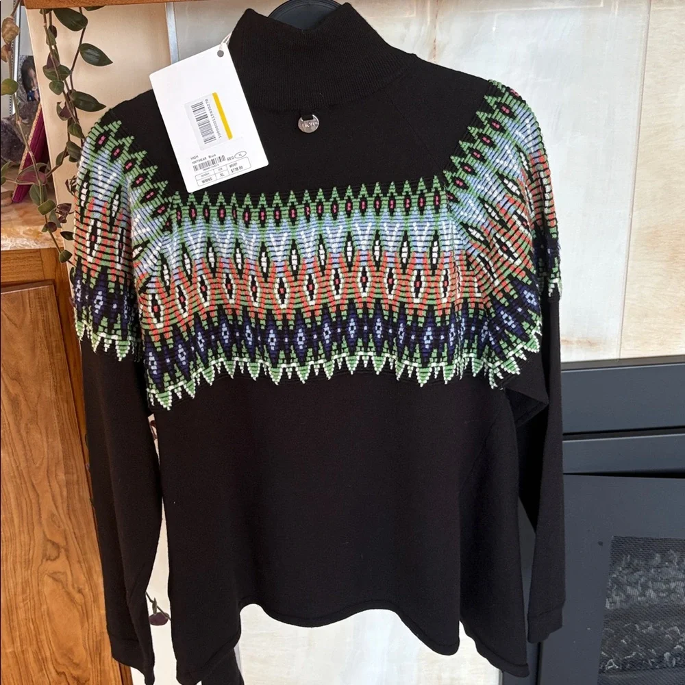 High Wool Sweater with Colorful Geometric Pattern - Picture 5 of 6